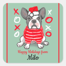 prettige feestdagen van je Franse bulldog 20 stick Vierkante Sticker