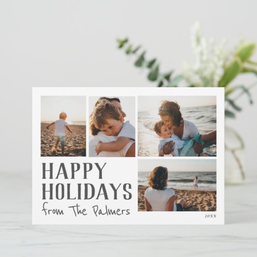 Prettige feestdagen Van Locatie Foto Kaart (Staand voorkant)