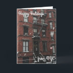 prettige feestdagen van NYC Kerstmis Hanukkah Snow<br><div class="desc">Kaart heeft een originele foto van een wintersneeuwstorm aan de westkant in een  lettertype met PRETTIGE FEESTDAGEN VAN NYC. Ideaal voor kerstfeest- of Hanukkah-feestjes!</div>
