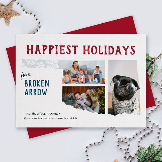 prettige feestdagen van Oklahoma Three Photo Movin Feestdagenkaart