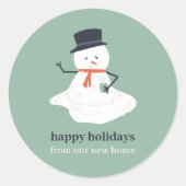 prettige feestdagen van ons nieuwe thuiskerstfeest ronde sticker (Voorkant)