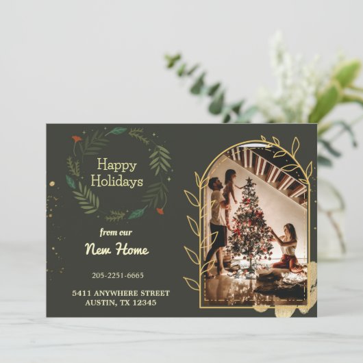Prettige feestdagen Van onze nieuwe thuis Aankondiging (Staand voorkant)