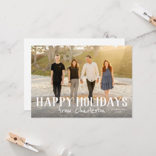 Prettige feestdagen Van stad of locatie fotokaart Kaart (Voorkant / Achterkant in situ)