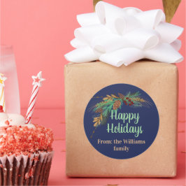  Prettige feestdagen van:...Sticker Ronde Sticker