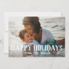 Prettige feestdagen vanaf het strand foto kerstkaa kaart