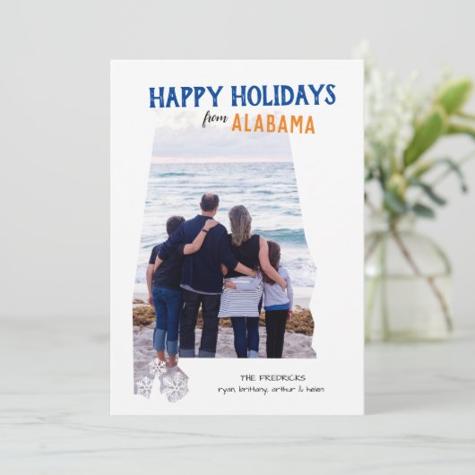 Prettige Feestdagen vanuit Alabama One Photo Feestdagenkaart (Staand voorkant)