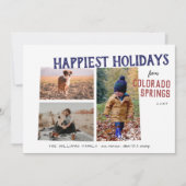 Prettige Feestdagen vanuit Colorado Three Photo Feestdagenkaart (Voorkant)