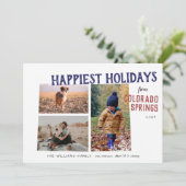 Prettige Feestdagen vanuit Colorado Three Photo Feestdagenkaart (Staand voorkant)