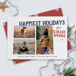 Prettige Feestdagen vanuit Colorado Three Photo Feestdagenkaart