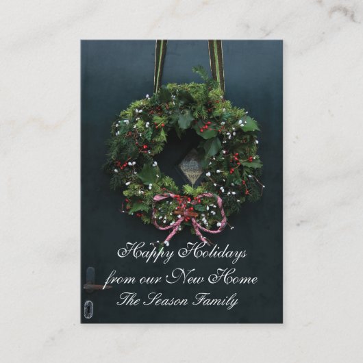 Prettige feestdagen vanuit ons nieuwe huis informatiekaartje (Voorkant)