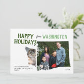 Prettige Feestdagen vanuit Washington Two Photo Feestdagenkaart (Staand voorkant)