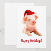 prettige feestdagen varken met Santa Hat Feestdagenkaart (Voorkant / Achterkant)