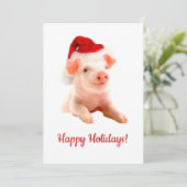 prettige feestdagen varken met Santa Hat Feestdagenkaart (Staand voorkant)