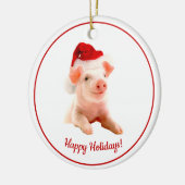 prettige feestdagen varken met Santa Hat Keramisch Ornament (Links)