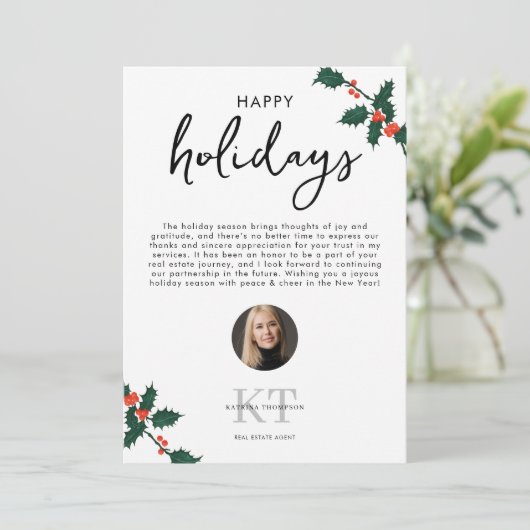 Prettige feestdagen Vastgoedmakelaar Realtor Chris Bedankkaart (Staand voorkant)