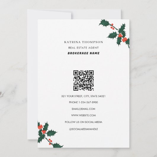 Prettige feestdagen Vastgoedmakelaar Realtor Chris Bedankkaart (Achterkant)