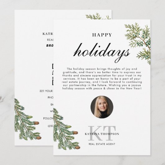 Prettige feestdagen Vastgoedmakelaar Realtor Chris Bedankkaart (Voorkant / Achterkant)