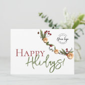 prettige feestdagen verlaat Sinaasappels met aange Feestdagenkaart (Staand voorkant)