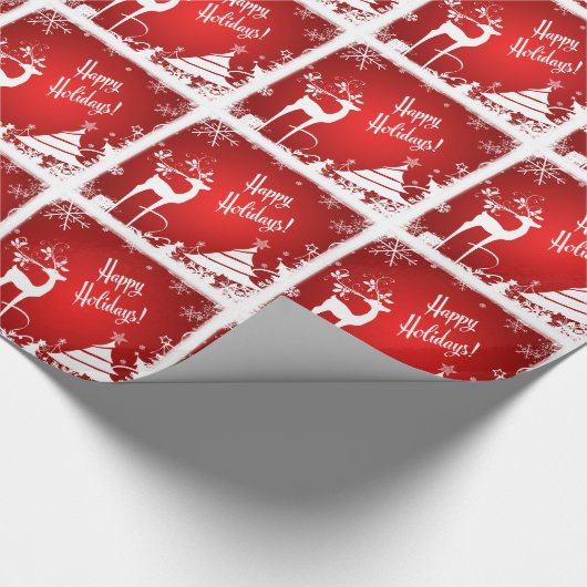 prettige feestdagen Verpakkingspapier | Rood, wit, Cadeaupapier (Hoek)