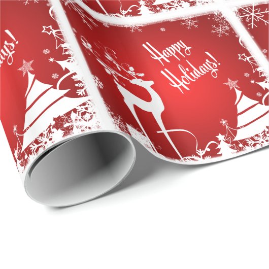 prettige feestdagen Verpakkingspapier | Rood, wit, Cadeaupapier (Rol Hoek)