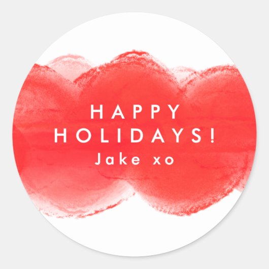 prettige feestdagen vet modern retro rood plezier ronde sticker (Voorkant)