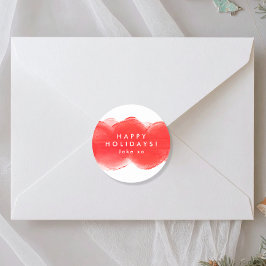 prettige feestdagen vet modern retro rood plezier ronde sticker