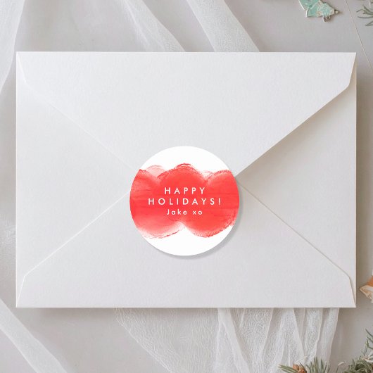 prettige feestdagen vet modern retro rood plezier ronde sticker