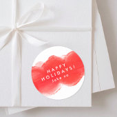 prettige feestdagen vet modern retro rood plezier ronde sticker