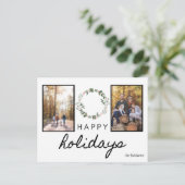 prettige feestdagen vette zwarte en witte doopvont briefkaart (Staand voorkant)