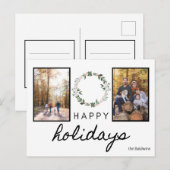 prettige feestdagen vette zwarte en witte doopvont briefkaart (Voorkant / Achterkant)