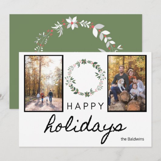 prettige feestdagen vette zwarte en witte doopvont feestdagenkaart (Voorkant / Achterkant)