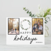 prettige feestdagen vette zwarte en witte doopvont feestdagenkaart (Staand voorkant)