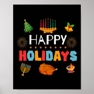 Prettige feestdagen Vier Diwali Kwanzaa Hanukkah Poster