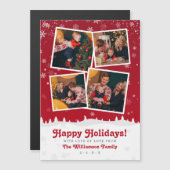 prettige feestdagen! | Vier kerstfoto's rood en wi (Voorkant / Achterkant)