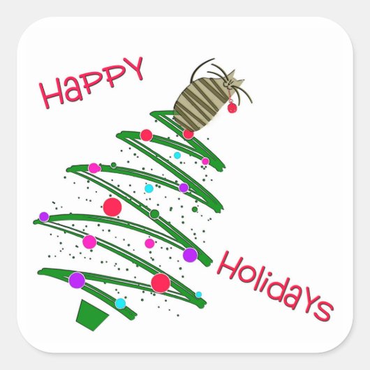 prettige feestdagen vierkante sticker (Voorkant)
