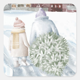 prettige feestdagen vierkante sticker