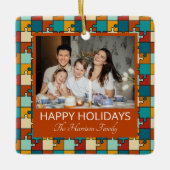 prettige feestdagen Vintage 2 foto's Keramisch Ornament (Voorkant)