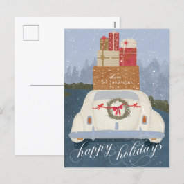prettige feestdagen Vintage-auto met Briefkaart Gi