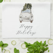 prettige feestdagen Vintage Car Theedoek (Gevouwen)