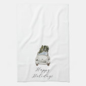 prettige feestdagen Vintage Car Theedoek (Verticaal)