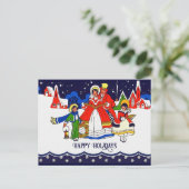 prettige feestdagen. Vintage KerstCarolers Feestdagenkaart (Staand voorkant)