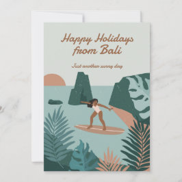 Prettige Feestdagen Vintage Surfen Tropische Golve Feestdagenkaart