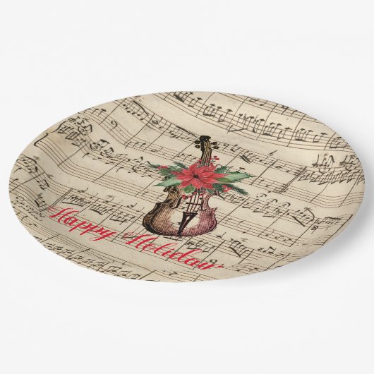 prettige feestdagen  Violin en vel Music Papieren Bordje (Gekanteld)