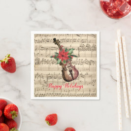 prettige feestdagen Violin en vel Music Servet