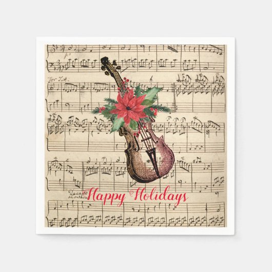 prettige feestdagen  Violin en vel Music Servet (Voorkant)