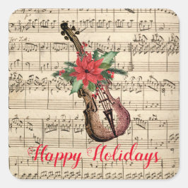 prettige feestdagen  Violin en vel Music Vierkante Sticker