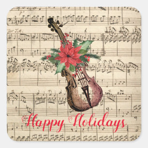 prettige feestdagen  Violin en vel Music  Vierkante Sticker