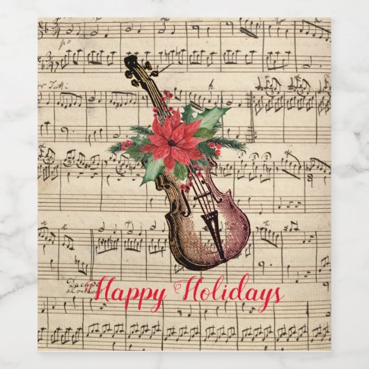 prettige feestdagen  Violin en vel Music Wijn Etiket (Enkel label)