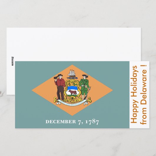 Prettige feestdagen Vlag van Delaware Feestdagenkaart (Voorkant / Achterkant)
