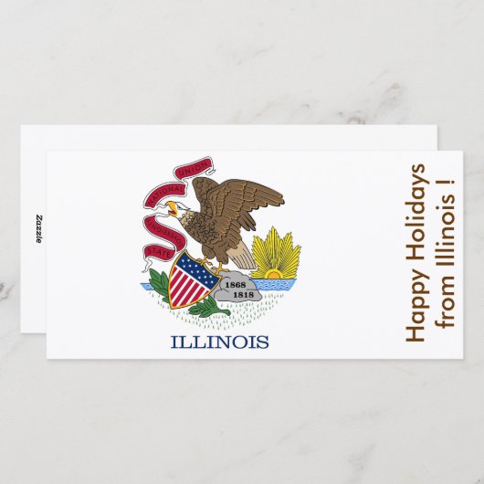 Prettige feestdagen Vlag van Illinois, Feestdagenkaart (Voorkant / Achterkant)